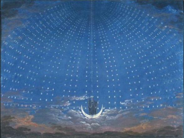 Karl-Friedrich Schinkel, Bühnenbildentwurf für die Oper "Die Zauberflöte" - die Sternenhalle der Königin der Nacht;